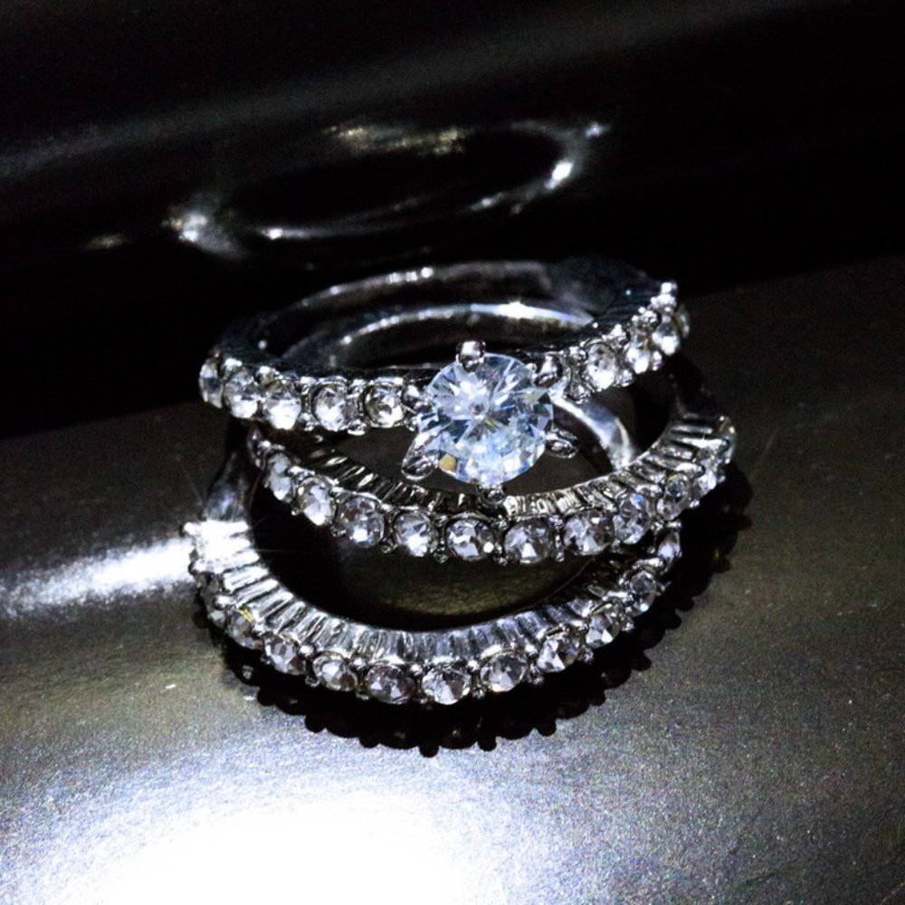 🎀3pcs/Set Shiny Gems Beautiful Wedding Eternity Ring for Women, EVGG1194